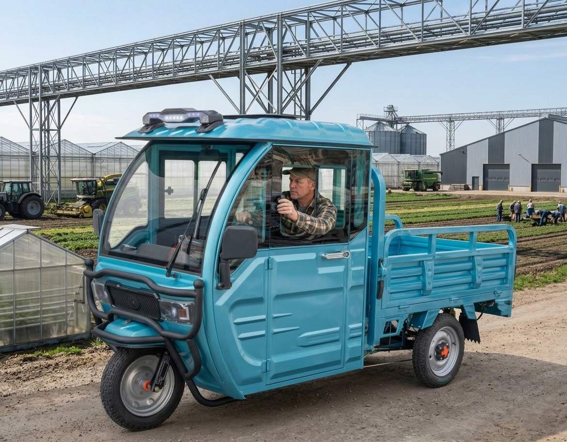 Безопасность и обзор на дороге благодаря зеркалам для грузового трицикла